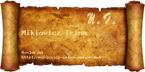 Miklovicz Irina névjegykártya